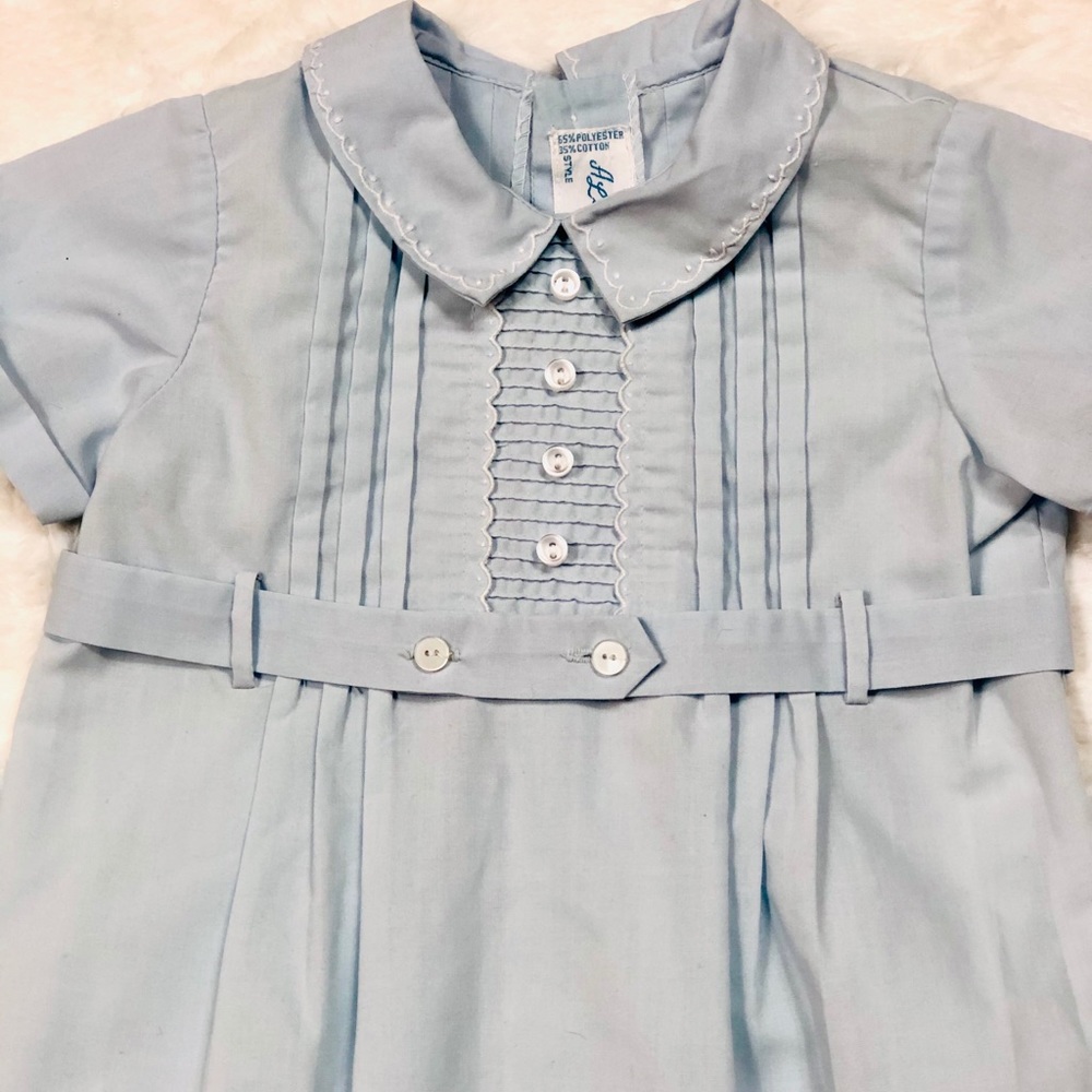 A Little Angel Blue Embroidered Bubble Romper 3m - Picture 6 of 9